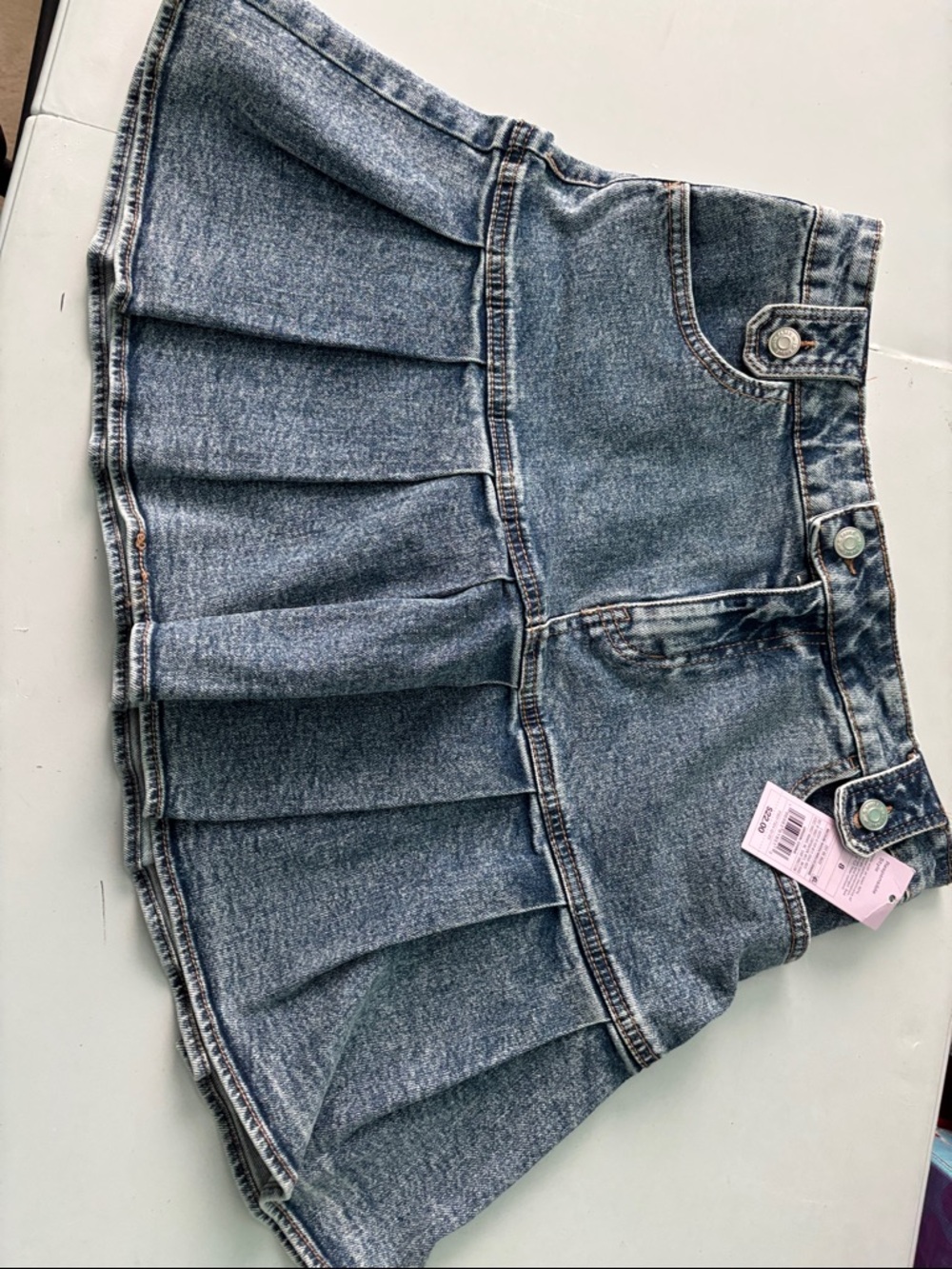 Wild Fable Denim Pleated Skirt -NWT Size 8  waist to hem 16”